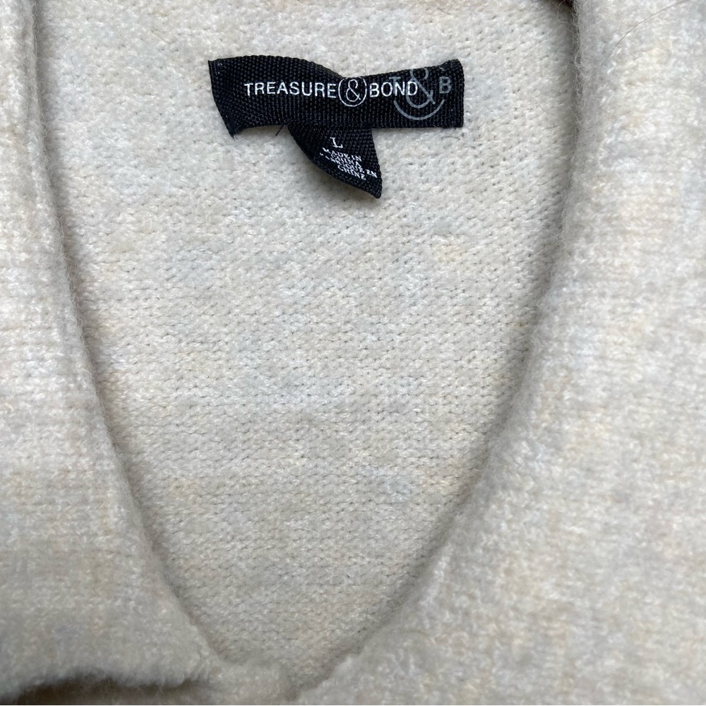 Treasure & Bond Knit Button Front Cardigan Shirt Jacket Neutral Minimalist - Picture 5 of 6